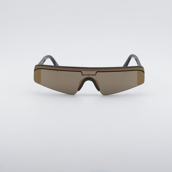 Balenciaga BB0003S 012 Sunglasses Brown Shield Frame, Bronze Mirror Lenses main image 6